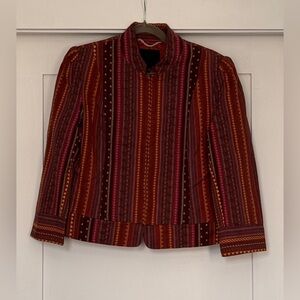The Limited Burgundy & Rust Striped Stand-Collar Jacket